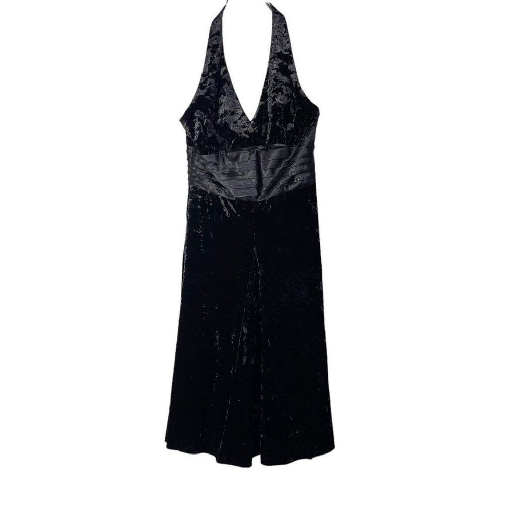 NWT Signature By Robbie Bee Halter A-Line Dress Size 6 Black Velvet